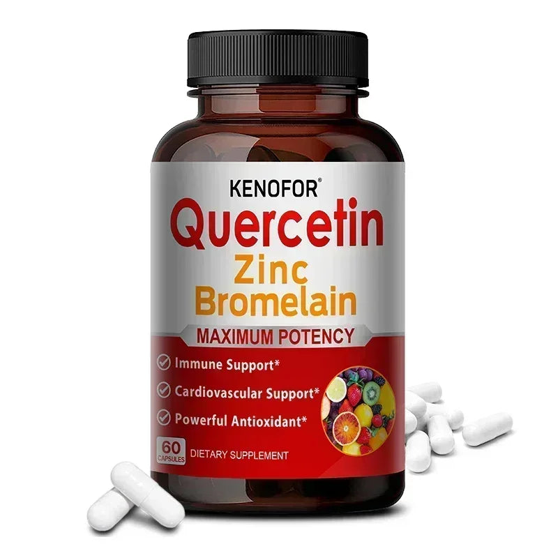 Zinc Quercetin + Bromelain 120 Vegetarian Capsules - Zinc Supplement for Antioxidant Immune Cardiovascular, Zinc for Men & Women