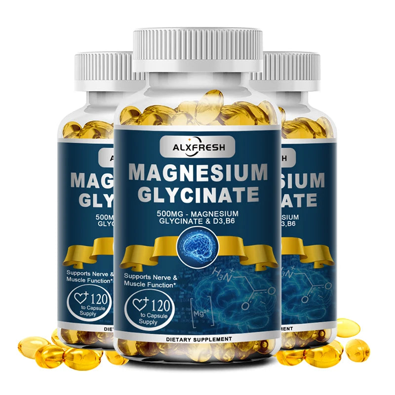 Ultra Pure Magnesium Glycinate 500mg with Zinc, Vitamin D3 & B6 – Muscle Relaxation, Nervous System Support, Deep Sleep & Fatigue Relief