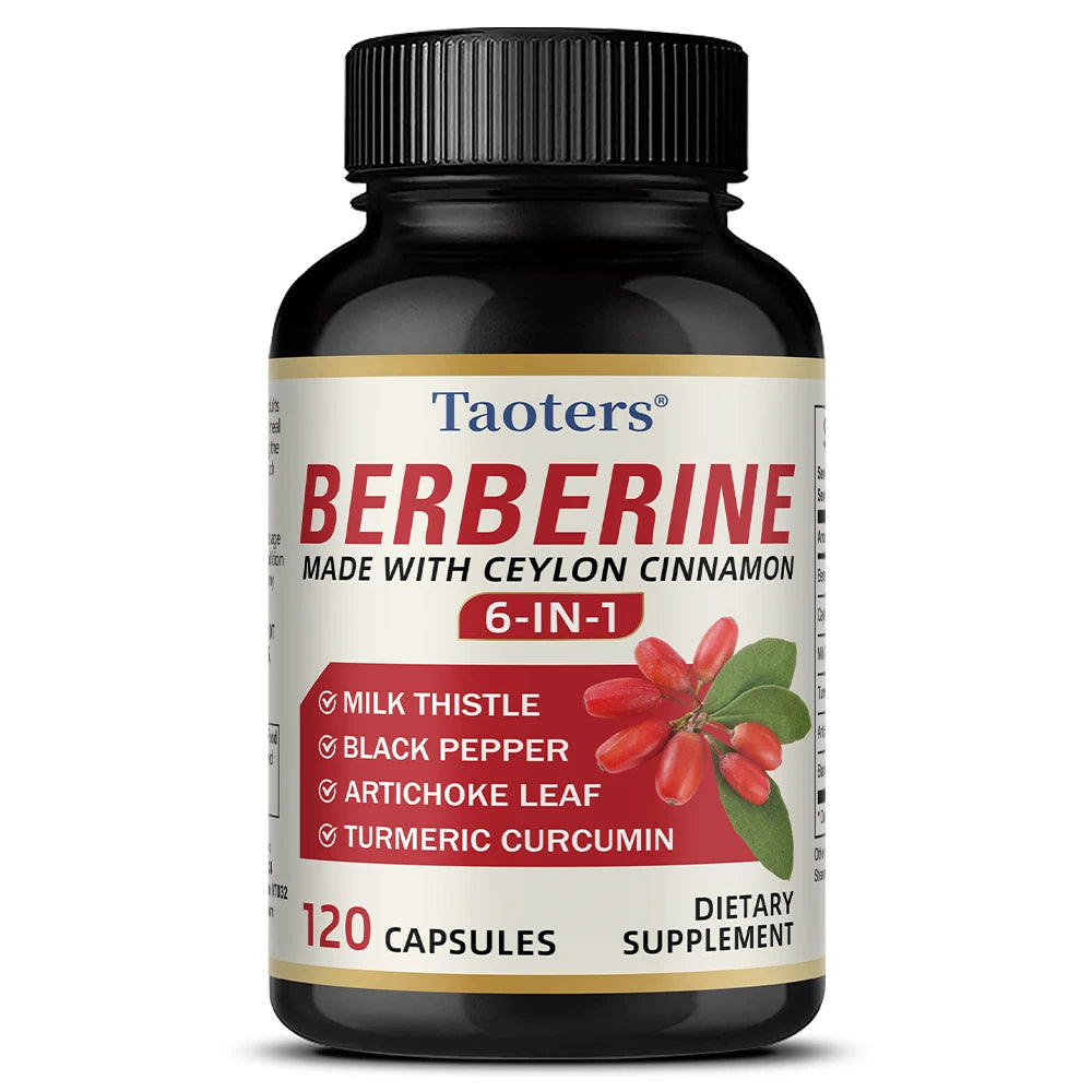 6 in 1 Supplement,Berberine with Ceylon Cinnamon,Turmeric,Milk Thistle,Artichoke,Black Pepper,Support Digestive Liver Health