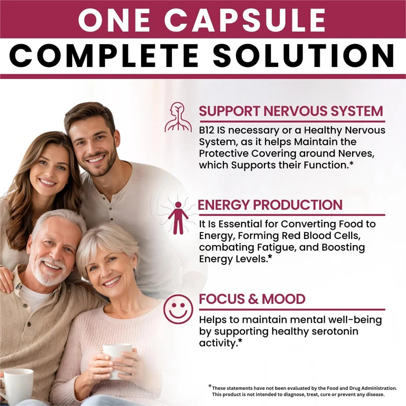 High Potency B12 Supplement, with Hydrolyzed Keratin & MSM, for Nervous System Health, Fatigue Relief, Immune, Focus, Vitality