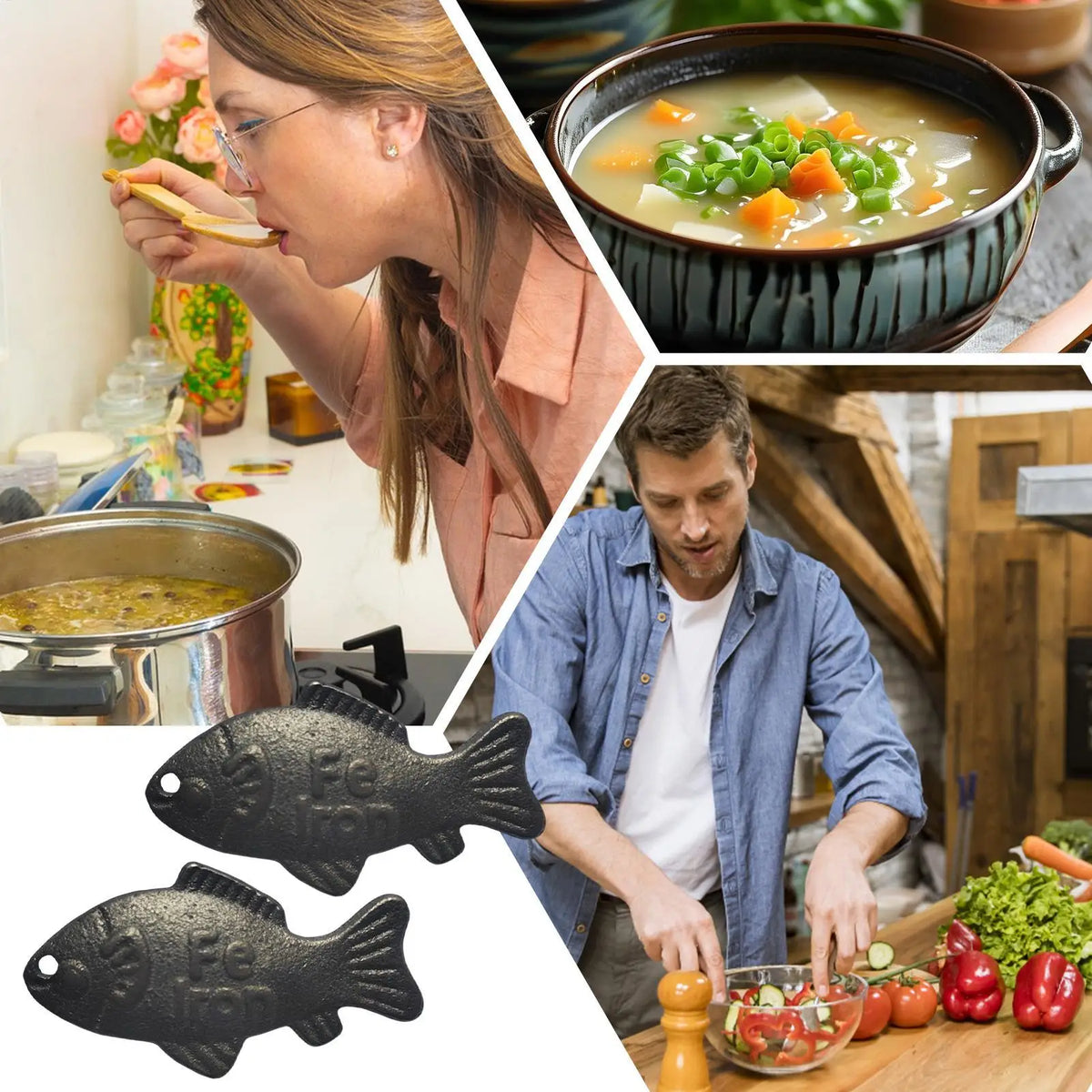 Garmtar Reusable Natural Cast Iron Cooking Fish (2-Pack) - Garmtar Pure Supplements