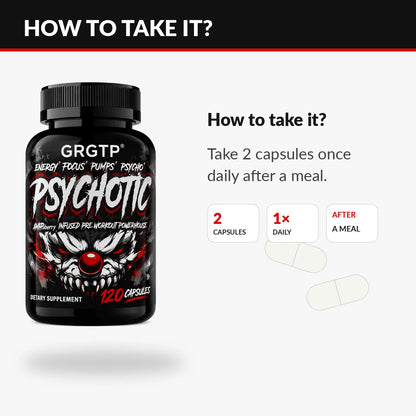 Psychotic High-Intensity Pre-Workout Matrix – Extreme Athletic Energy, Hyper-Focus, Muscle Power & Cognitive Mental Clarity