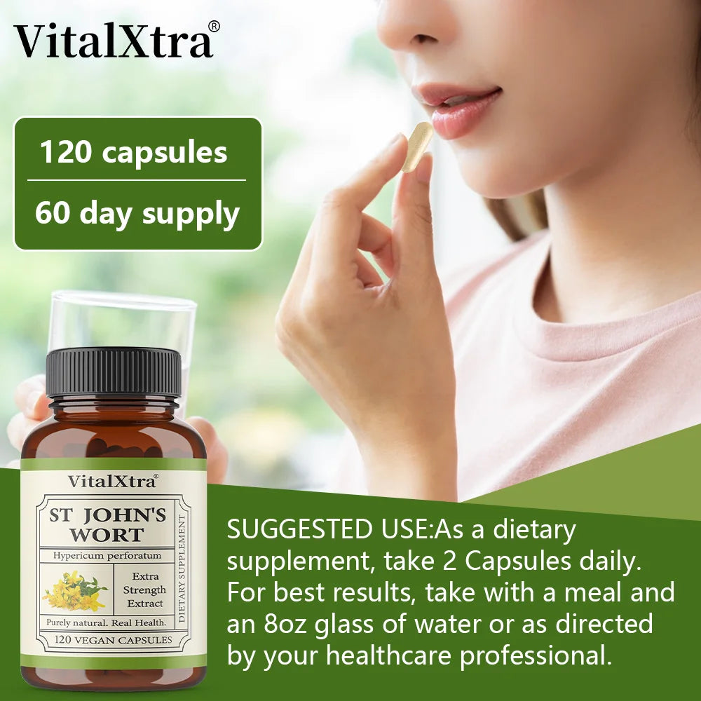 Herbal Supplement St. John’s Wort, Promotes a Positive Outlook, Non-GMO, Vegan Capsules