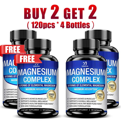 Magnesium Supplements, with Magnesium Glycinate, Malate & Citrate, Support Bone & Muscle Health, Metabolism, Sleep