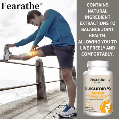 Turmeric Curcumin Capsules 95% Standardized Curcuminoids with Black Pepper – Fast Joint Comfort & Flexibility (120 Count)