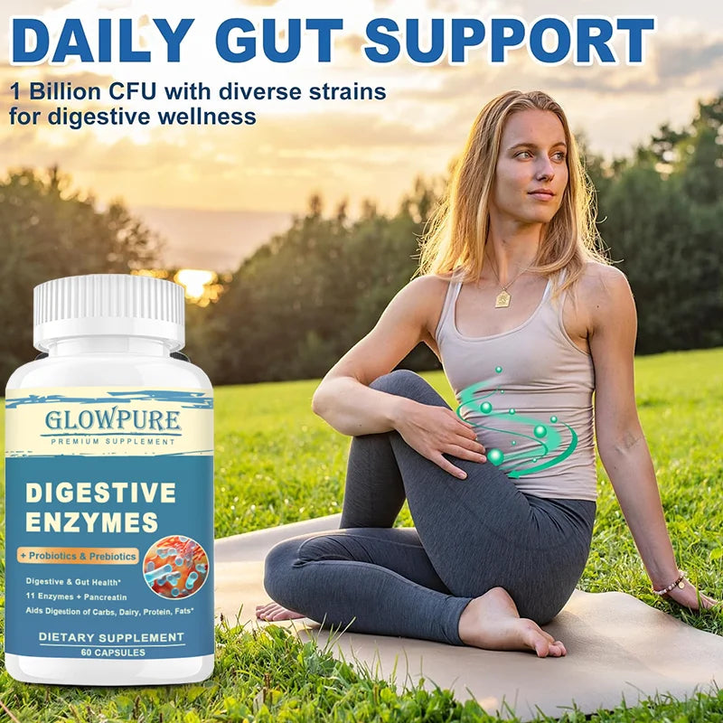 Digestive Enzymes with Prebiotics & Probiotics Capsules – Fast Bloating Relief, Gut Health & Immunity