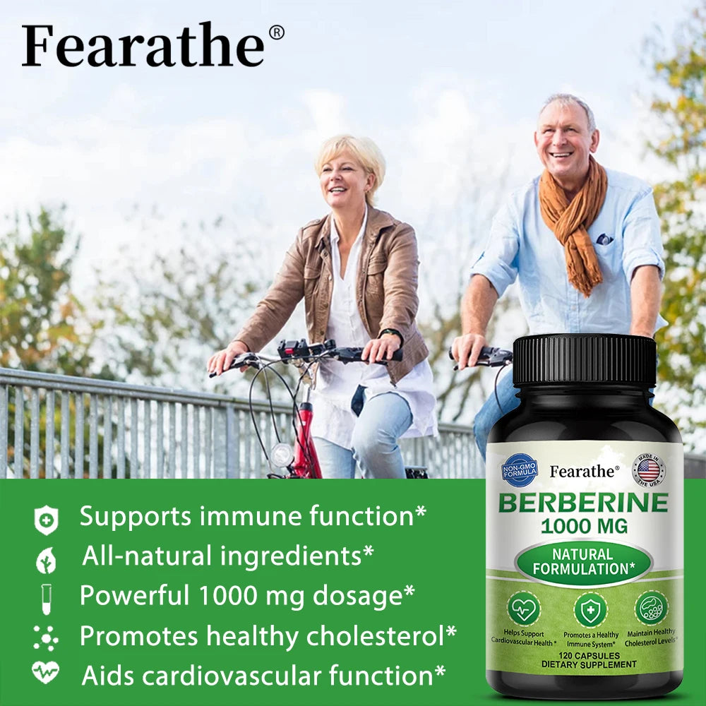 Berberine Supplement 1000 mg - Supports Heart Health, Immune System, GI Health, Cholesterol - Gluten Free, Dairy Free