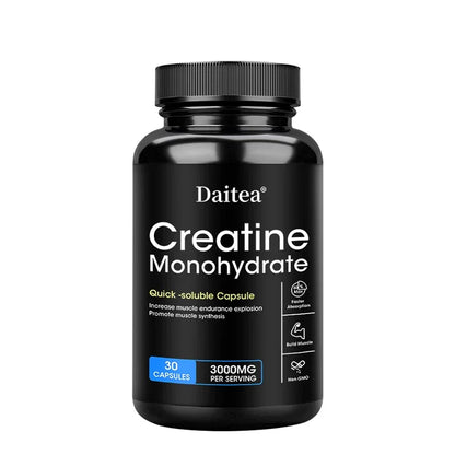 Daitea Creatine Monohydrate 3000 Mg - Strength, Muscle Health Supplement for Men and Women, Non-GMO and Gluten-Free Capsules