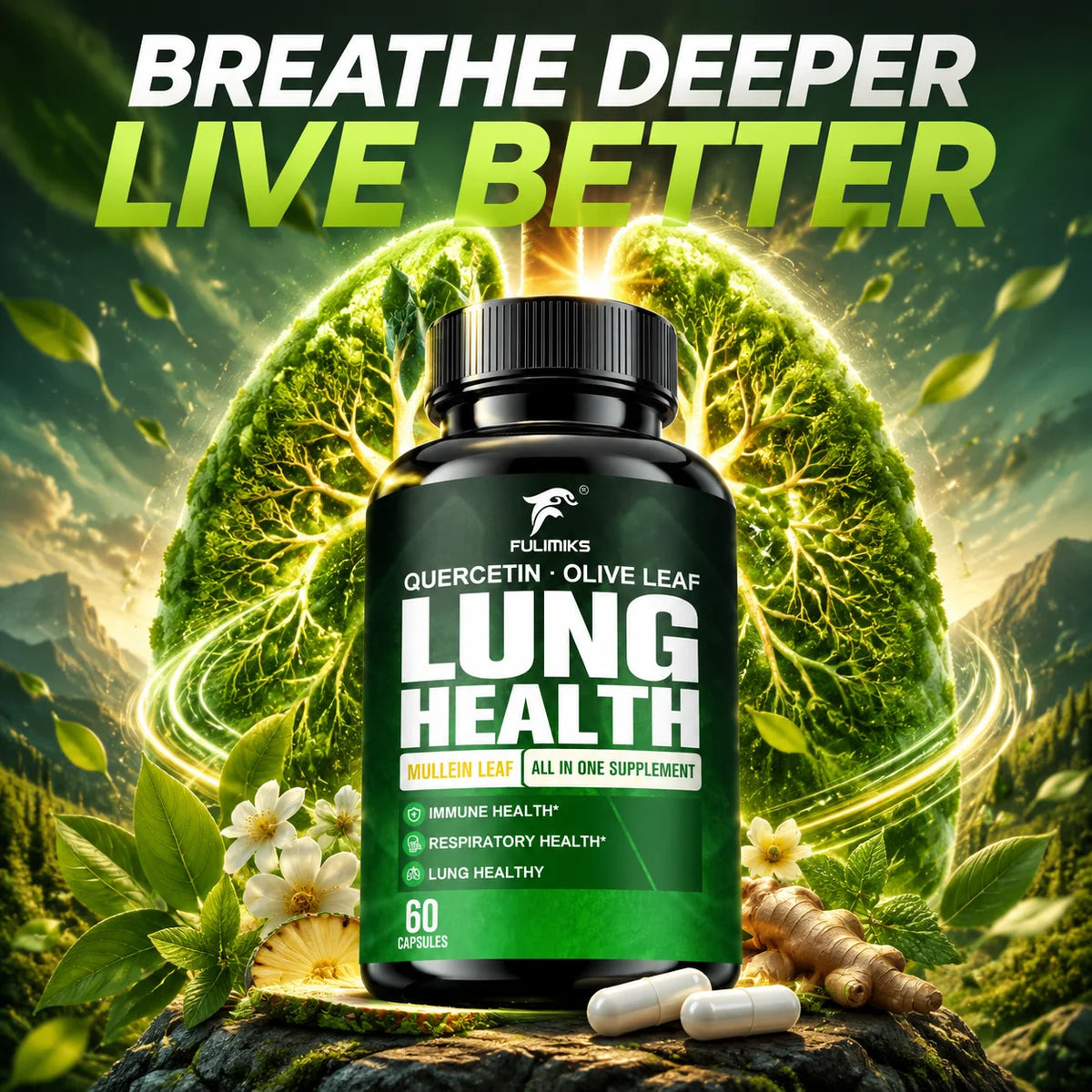 Herbal Lung Cleanse & Respiratory Support Complex – Clear Airways, Bronchial Comfort & Deep Breathing