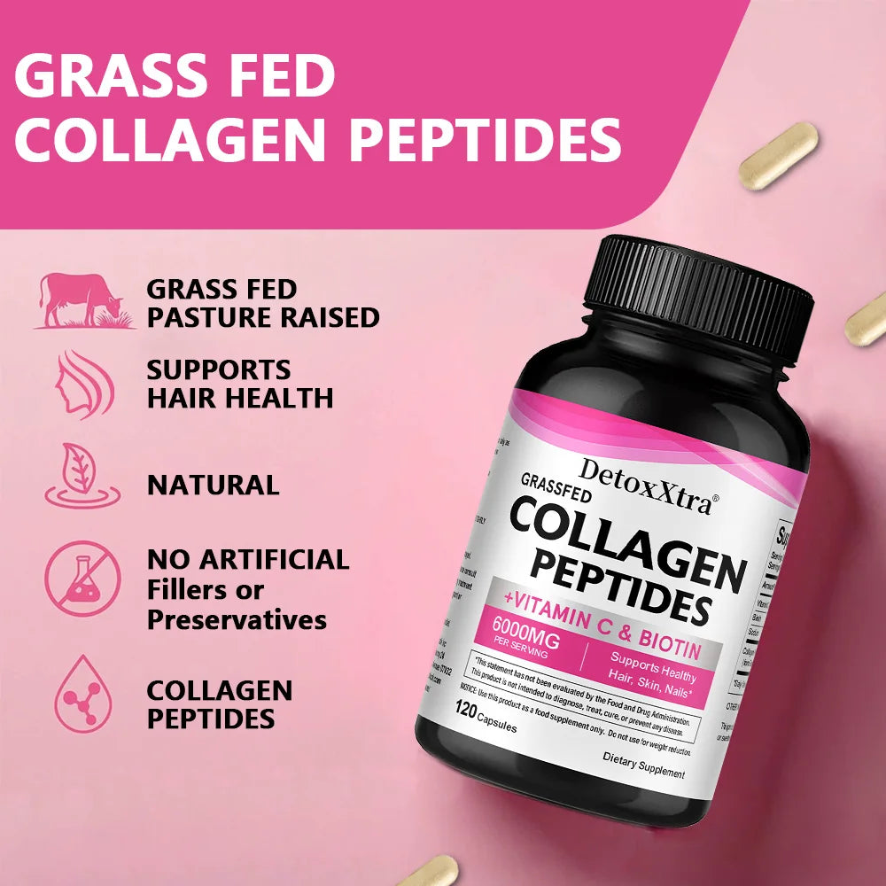 Collagen Supplement with Vitamin C & Biotin – Supports Hair, Skin, Nails, Joints, Bone & Anti-Aging, Skin Whitening Antioxidants