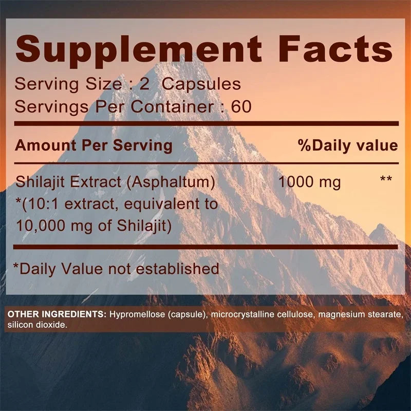 100% High Purity Shilajit Mineral Supplement - Improve Performance, Relieve Stress, Improve Mood, Increase Male Size, Non-GMO