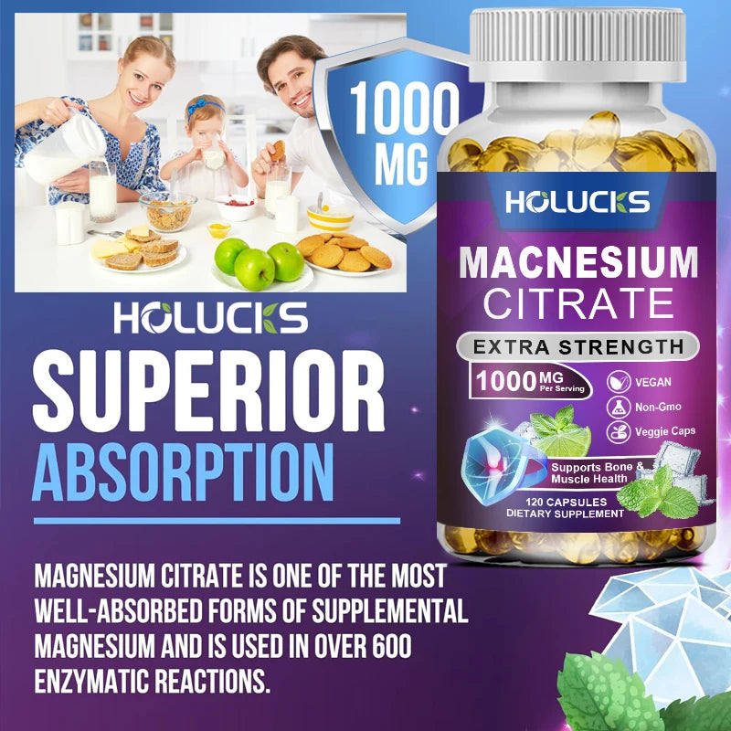 Buy 2 Get 2 Free! High Potency Magnesium Citrate Supplement -  for Muscle, Nerve, Bone and Heart Health Support, Gluten-Free