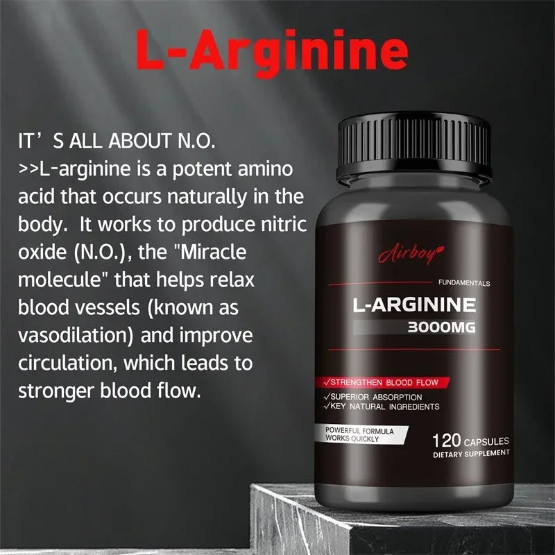 L-Arginine Athletic Strength & Circulation Capsules – Muscle Power, Blood Flow & All-Day Energy
