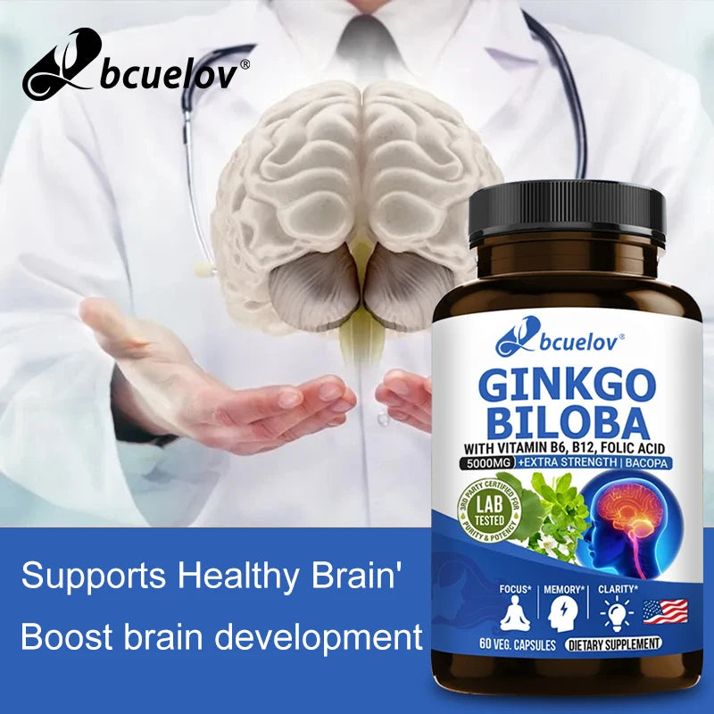 Advanced Nootropic Brain Booster Supplement  Improves Memory,Enhances Focus,Boosts Nerve Energy & IQ Health Vitamins B12, B6