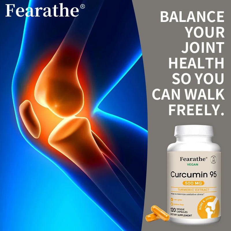 Turmeric Curcumin Capsules 95% Standardized Curcuminoids with Black Pepper – Fast Joint Comfort & Flexibility (120 Count)