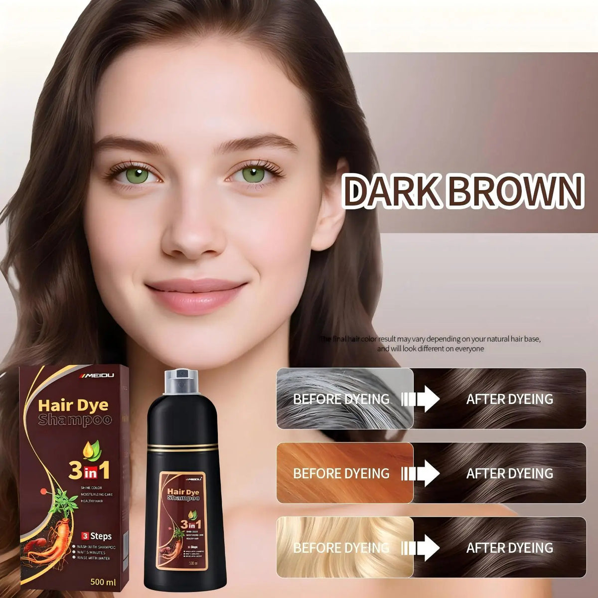 Meidu 3in1 Hair Dye Shampoo Easy To Use | Premium Care