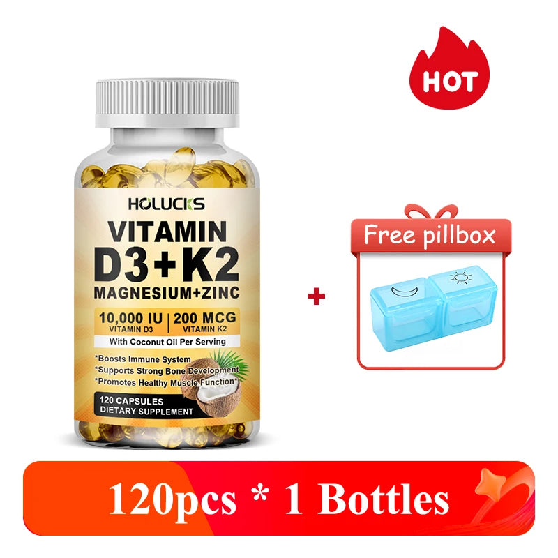 4-in-1 Vitamin Supplement, with D3 K2 MK7 & Coconut Oil, Improve Mood, Immunity & Whole body Vitality
