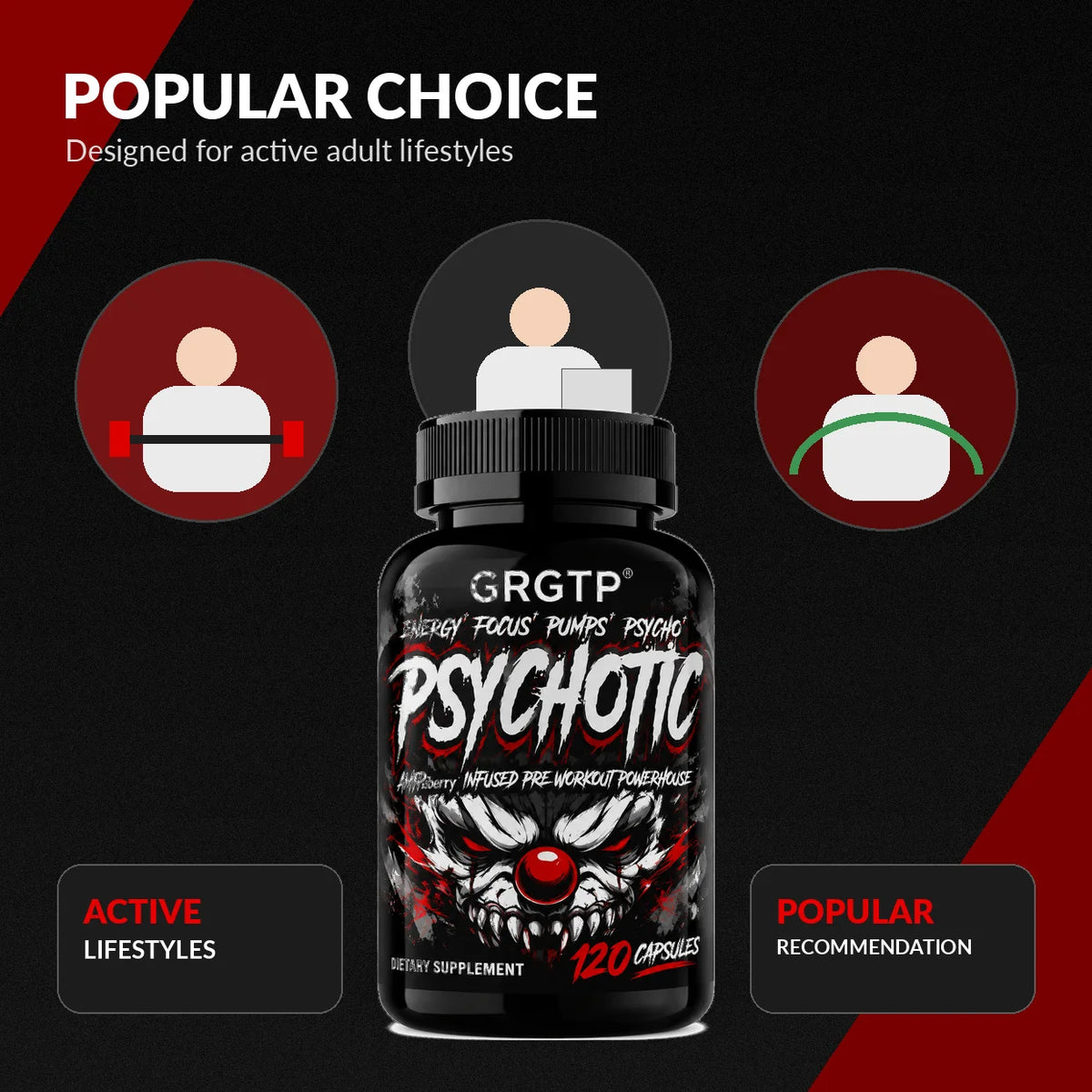 Psychotic High-Intensity Pre-Workout Matrix – Extreme Athletic Energy, Hyper-Focus, Muscle Power & Cognitive Mental Clarity