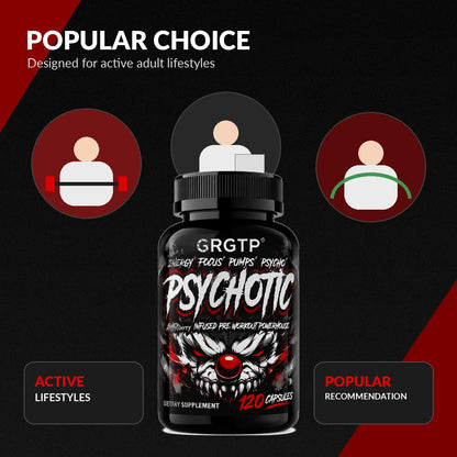Psychotic High-Intensity Pre-Workout Matrix – Extreme Athletic Energy, Hyper-Focus, Muscle Power & Cognitive Mental Clarity