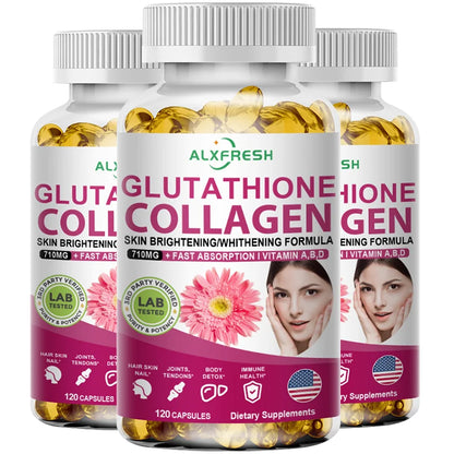 Multi Collagen & Glutathione Biotin Supplement for Skin , Hair, Bone Health Support with Vitamin A D B6 B12 Capsules