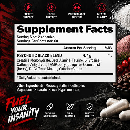 Psychotic High-Intensity Pre-Workout Matrix – Extreme Athletic Energy, Hyper-Focus, Muscle Power & Cognitive Mental Clarity