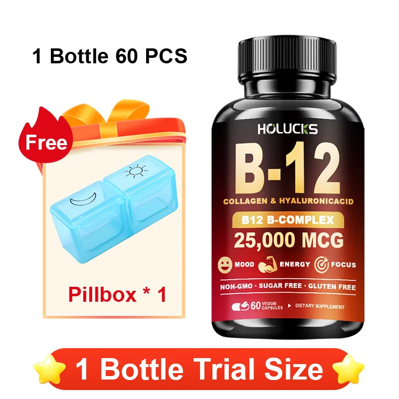 High Potency B12 Supplement, with Hydrolyzed Keratin & MSM, for Nervous System Health, Fatigue Relief, Immune, Focus, Vitality