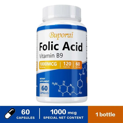 BioActive Folic Acid (L-Methylfolate 5-MTHF 1,000mcg) – Prenatal Health, DNA Synthesis, Red Blood Cell Formation & Homocysteine Balance