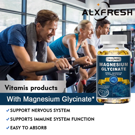 Ultra Pure Magnesium Glycinate 500mg with Zinc, Vitamin D3 & B6 – Muscle Relaxation, Nervous System Support, Deep Sleep & Fatigue Relief