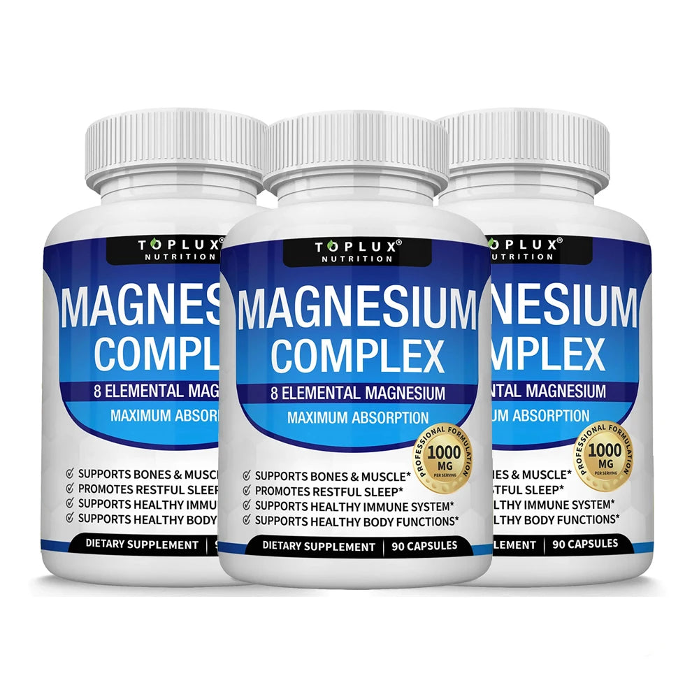 Advanced Multi-Magnesium Complex 1000mg – 8 Chelated Forms for Deep Sleep, Muscle & Calm (90 Capsules)