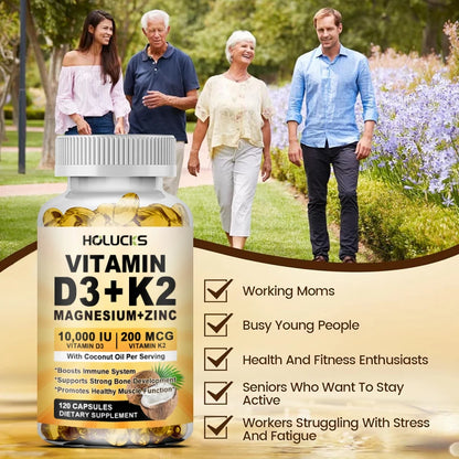 4-in-1 Vitamin Supplement, with D3 K2 MK7 & Coconut Oil, Improve Mood, Immunity & Whole body Vitality