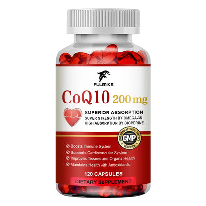 Natural Absorption CoQ10 Supplement, with PQQ, Black Pepper Extract, Support Mental Clarity, Hair & Skin Health, Daily Vitality