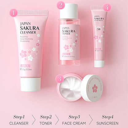 Sakura Skin Care Sets Kits With Cleanser Serum | Premium Care