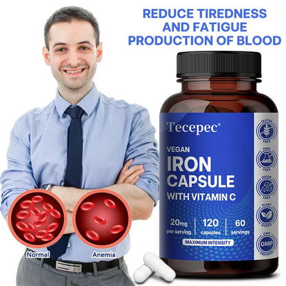 Gentle Iron 65mg with Bioactive Vitamin C – Non-Constipating Chelate for Red Blood Cell Formation, Oxygen Transport & Cellular Energy