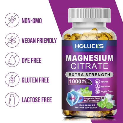 Buy 2 Get 2 Free! High Potency Magnesium Citrate Supplement -  for Muscle, Nerve, Bone and Heart Health Support, Gluten-Free