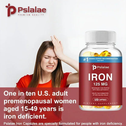 Iron Supplement 125mg - Maximize Absorption, Support Cellular Energy, and Promote Normal Red Blood Cell Production