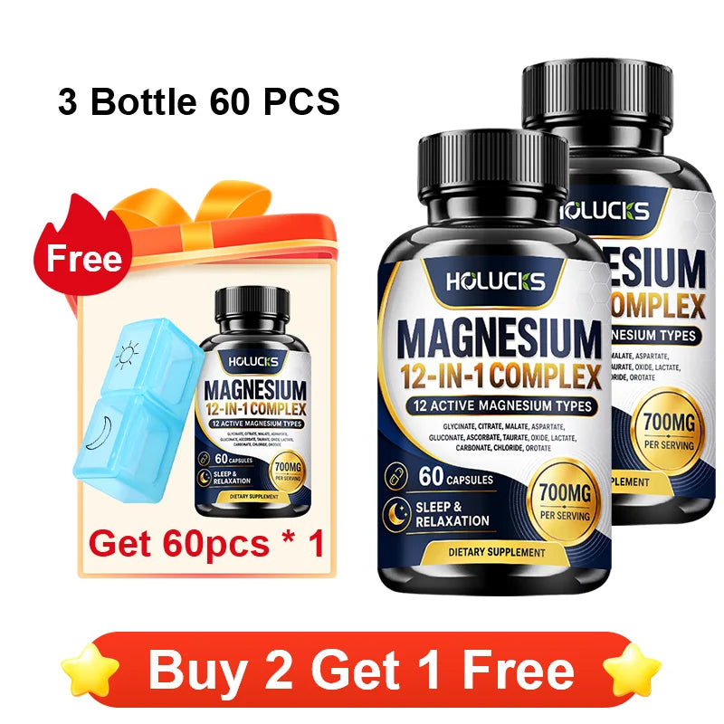 MagnaVital 7-in-1 Pure Magnesium Glycinate Complex – Muscle Recovery, Deep Sleep, Nerve Calming, Heart & Cognitive Memory Vitality