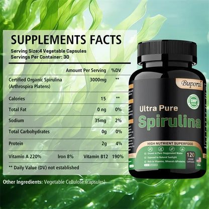Garmtar Organic Spirulina Superfood 3000mg Capsules - Garmtar Pure Supplements