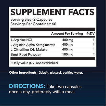 L-Arginine Athletic Fuel Complex – Workout Energy, Muscular Strength & Endurance Support (Non-GMO)