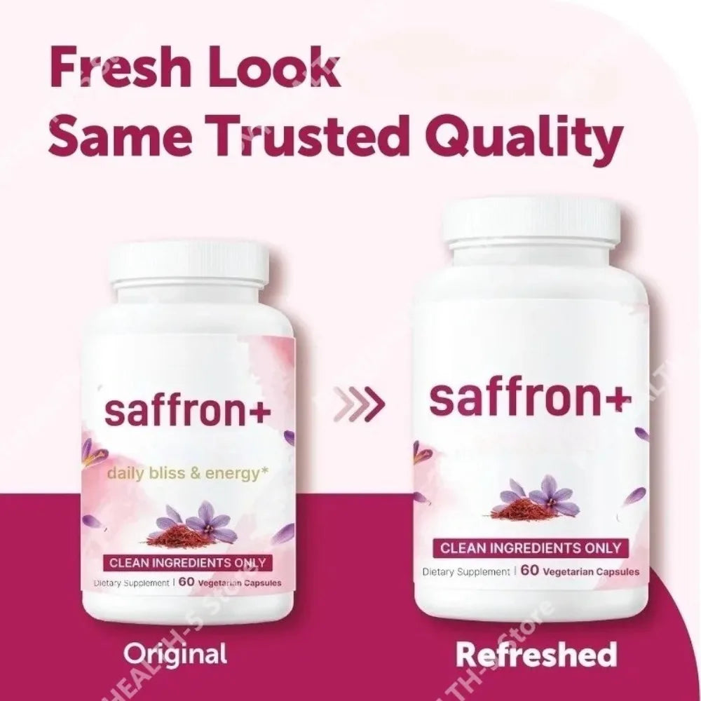 Saffron Extract 88.5mg Capsules, 60 Count Vegetarian Daily Wellness Supplement with Vitamin C Magnesium Turmeric L-Theanine
