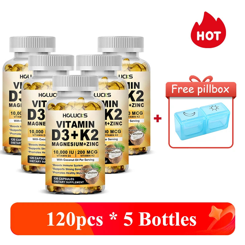 4-in-1 Vitamin Supplement, with D3 K2 MK7 & Coconut Oil, Improve Mood, Immunity & Whole body Vitality
