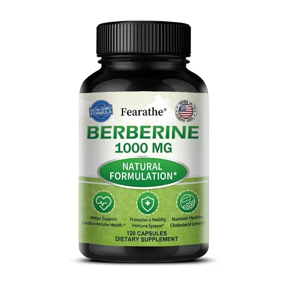 Berberine Supplement 1000 mg - Supports Heart Health, Immune System, GI Health, Cholesterol - Gluten Free, Dairy Free