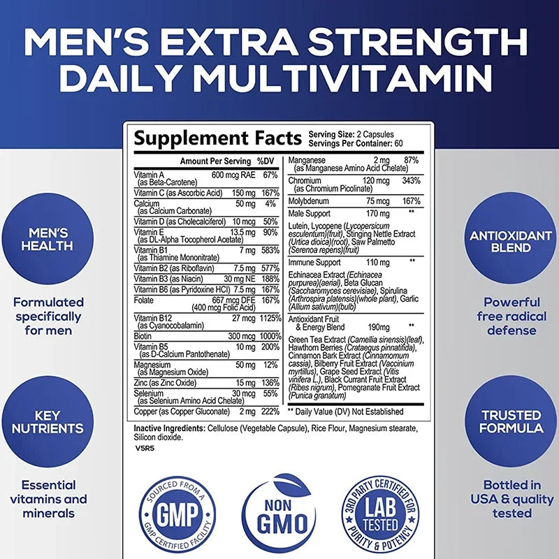 Men's High-Performance Daily Multivitamin – Cognitive Brain Health, Stamina & Muscle Support