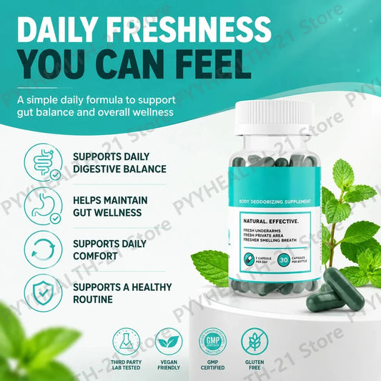 Natural Chlorophyll Deodorizing & Gut Wellness Capsules (30 Count)