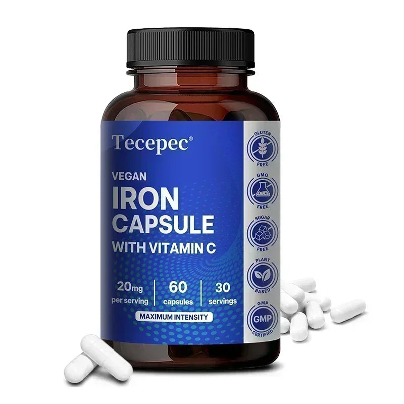 Gentle Iron 65mg with Bioactive Vitamin C – Non-Constipating Chelate for Red Blood Cell Formation, Oxygen Transport & Cellular Energy