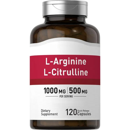 L-Arginine & L-Citrulline Complex (1500mg, 120 Count) – Dual-Action Nitric Oxide for Blood Flow & Physical Energy