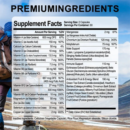 Men's Multivitamin Supplements - Antioxidant, Bone, Immune, Energy, Metabolism, Muscle Function