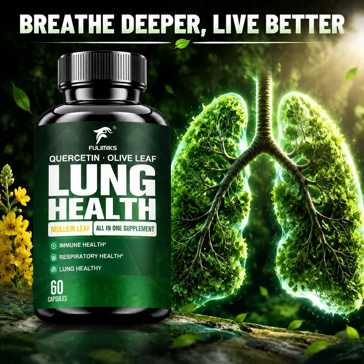Herbal Lung Cleanse & Respiratory Support Complex – Clear Airways, Bronchial Comfort & Deep Breathing