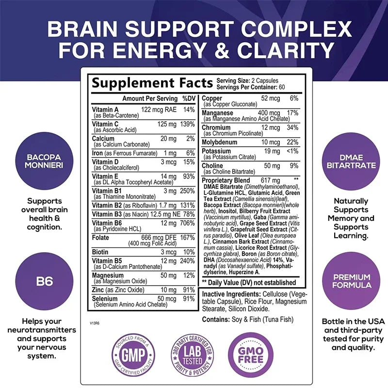 Garmtar Nootropic Brain Booster (DMAE, Bacopa & Phosphatidylserine) - Garmtar Pure Supplements