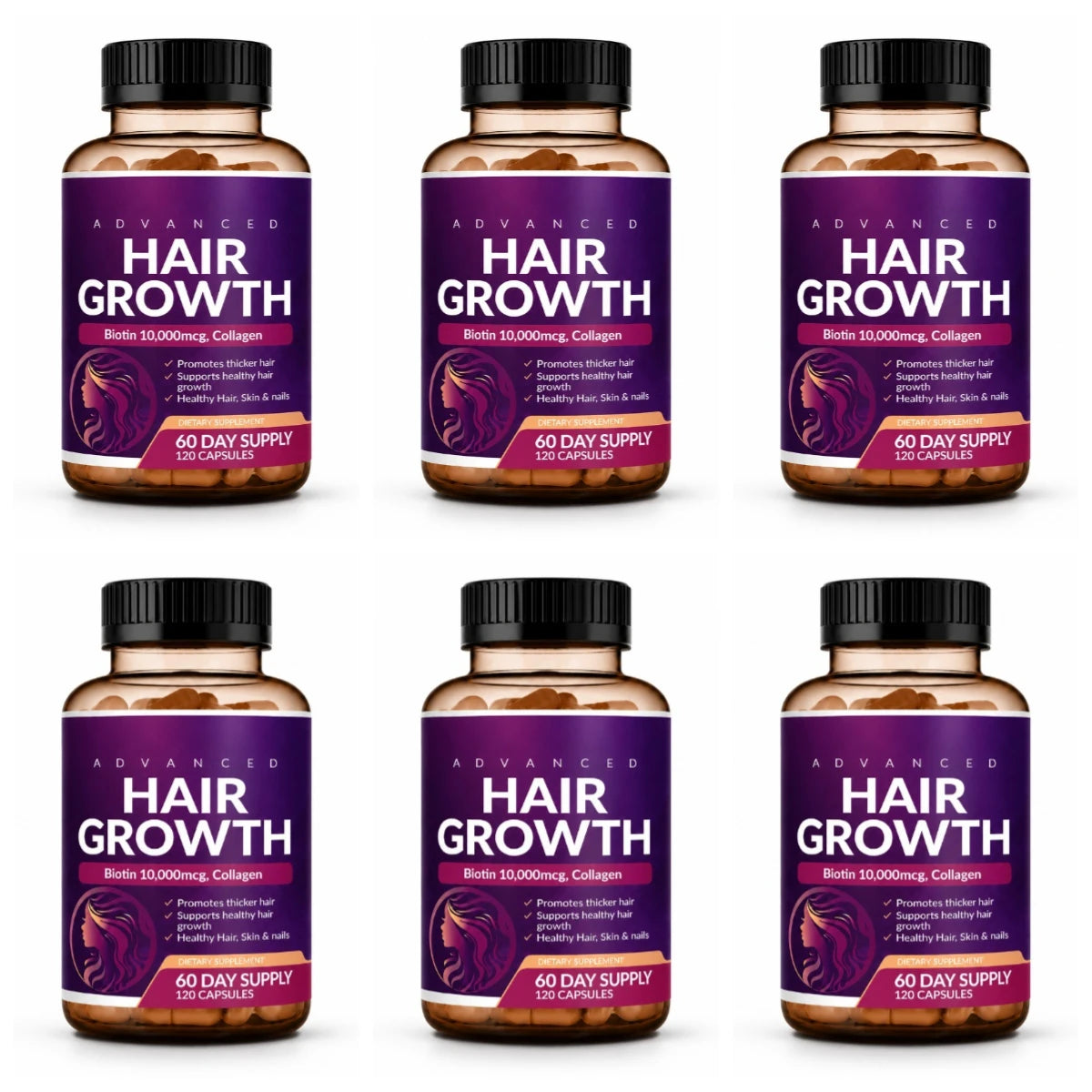 Hair Skin Nails Wellness Capsules Biotin 10000mcg Collagen | Premium Care