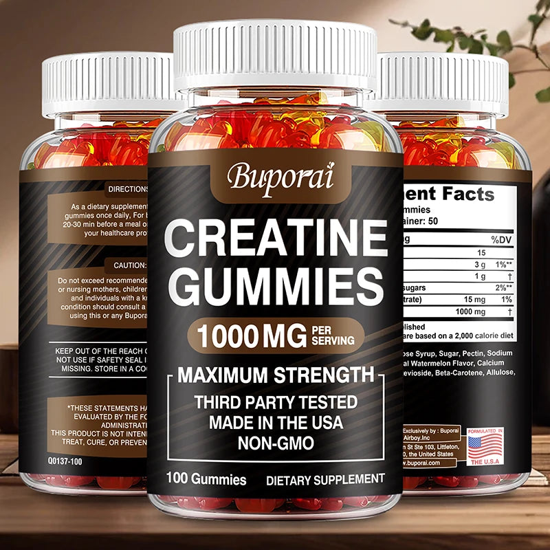 Creatine Monohydrate Gummies - Pre/post Workout, Fitness, Strength, Muscle Building Provide Energy Supplements